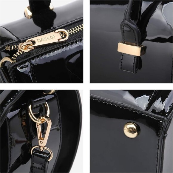 Elegant Faux Leather Satchel with Adjustable Strap - Versatile Women's Handbag - Picture 5 of 6